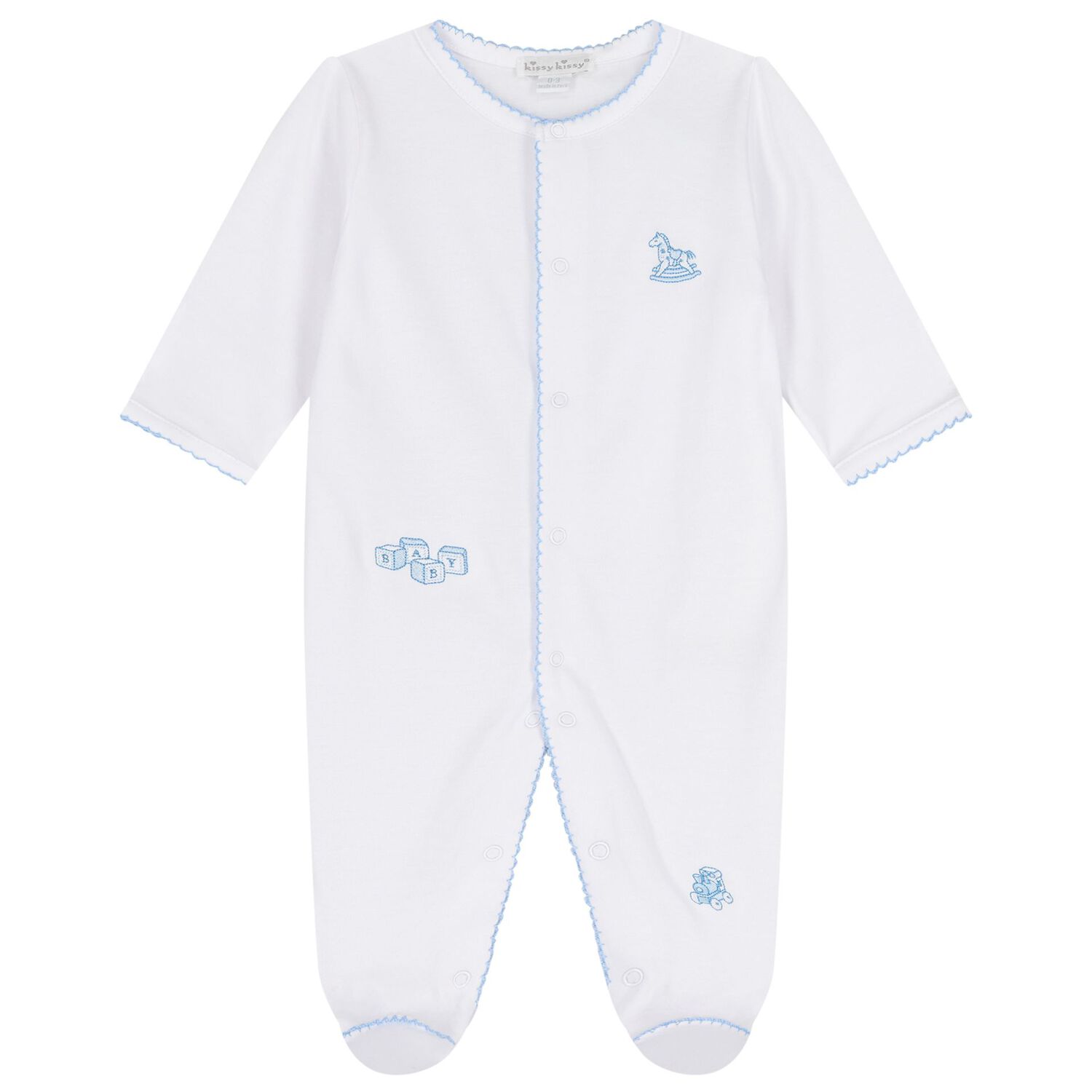 Baby Boys White & Blue Vintage Toy Treasures Babygrow Set, 1, hi-res image number null