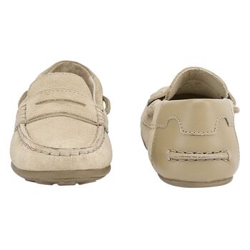 Boys Beige Suede Leather Moccasins