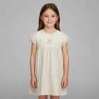 Girls Beige Embroidered Dress, 1, hi-res