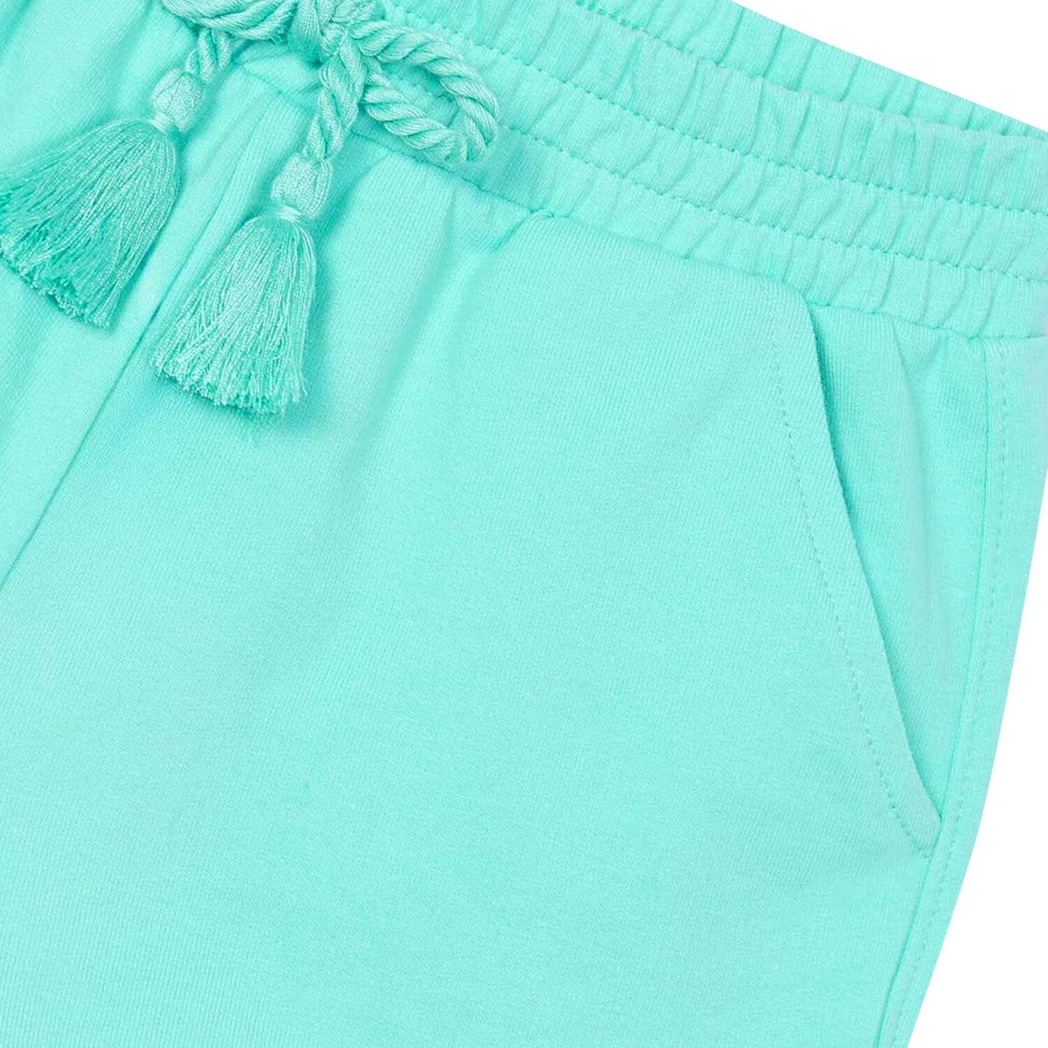 Girls Aqua Cotton Jersey Shorts, 3, hi-res
