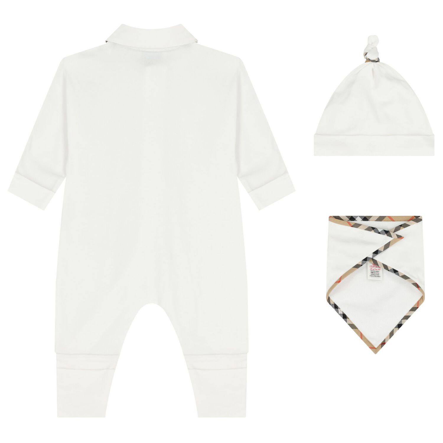 White Check Romper Gift Set, 1, hi-res
