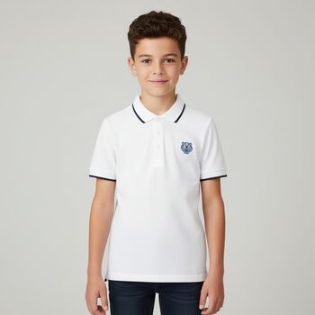 Boys White Logo Polo Shirt