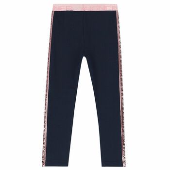 Girls Navy Logo Leggings