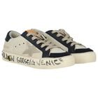 Ivory & Blue Logo Trainers, 1, hi-res