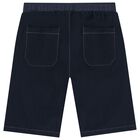 Boys Navy Blue Logo Shorts, 1, hi-res