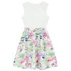 Girls Botanical Print Ribbed Dress, 1, hi-res