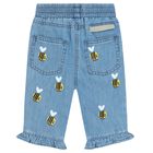 Younger Girls Blue Bee Denim Trousers, 1, hi-res
