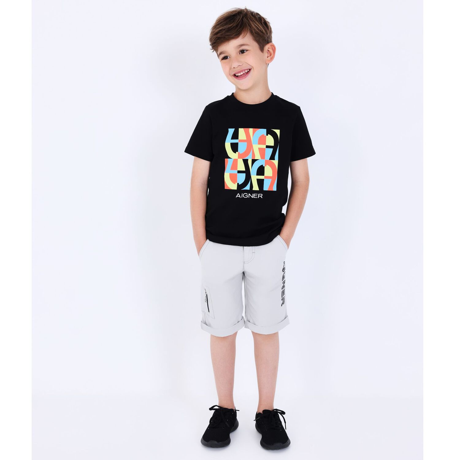 Boys Black Logo T-Shirt, 2, hi-res image number null
