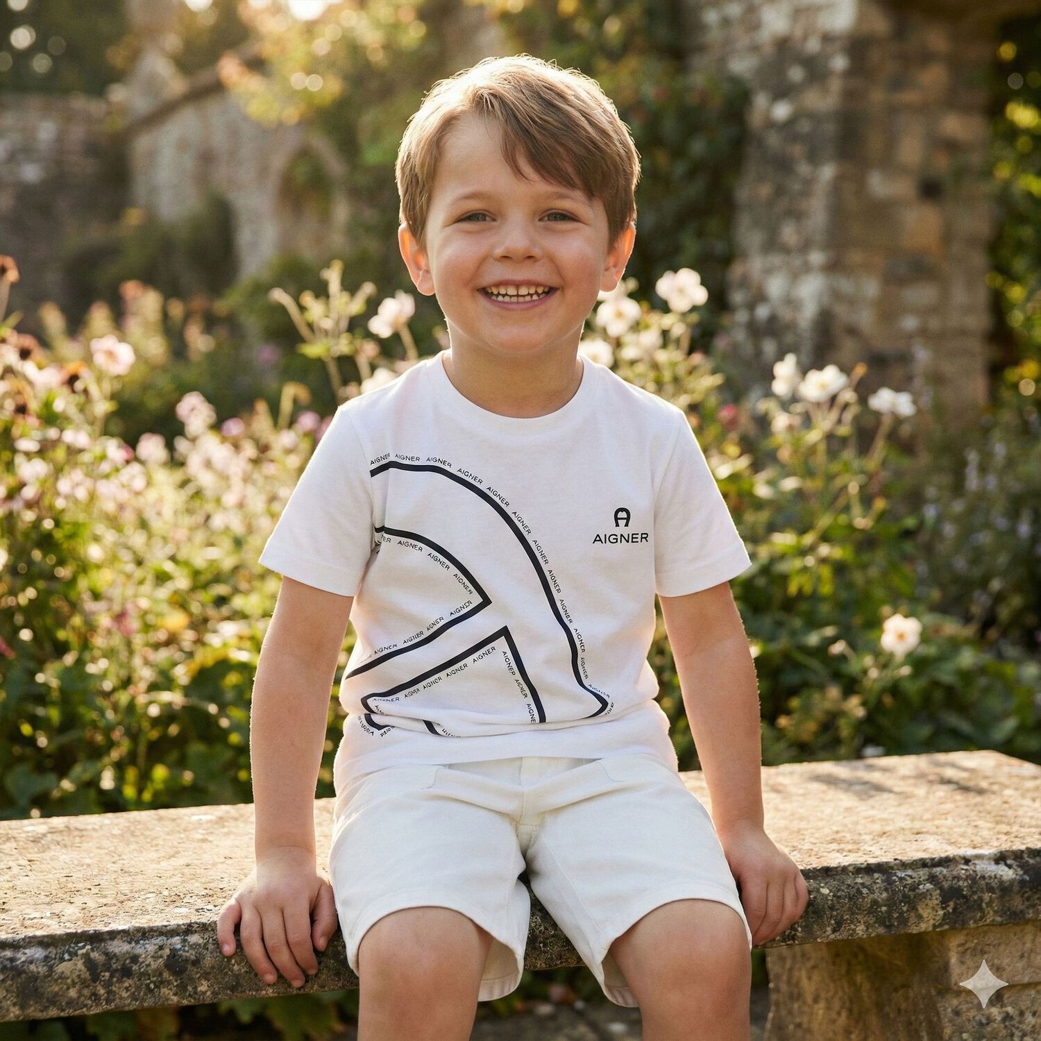 Boys White Logo Shorts, 1, hi-res