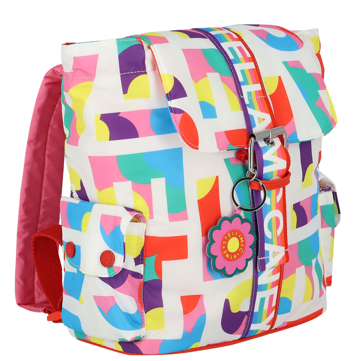 Girls White Logo Backpack, 1, hi-res