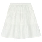 Girls White Logo Broderie Anglaise Skirt, 1, hi-res