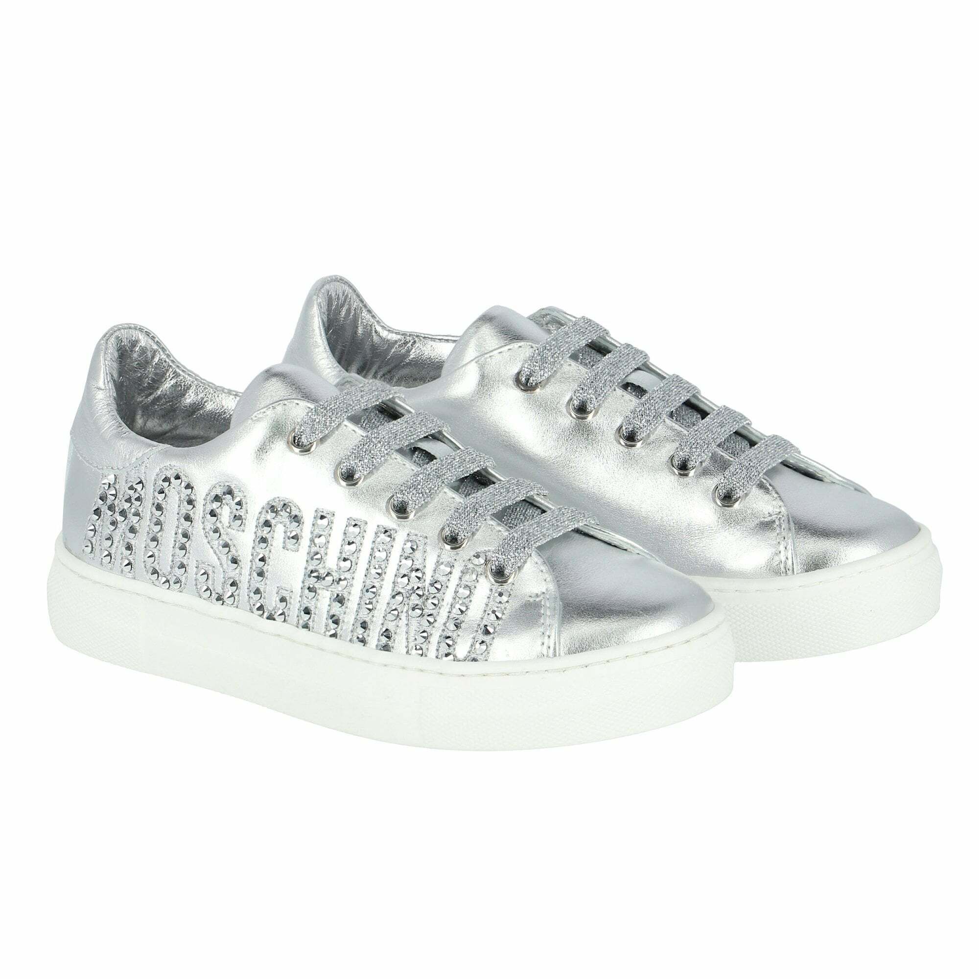 Silver on sale moschino trainers
