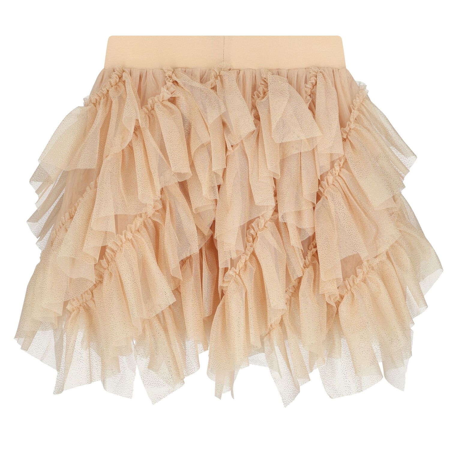 Girls Gold Glitter Ruffle Tulle Skirt, 1, hi-res