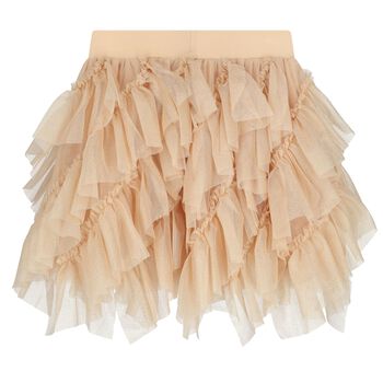 Girls Gold Glitter Ruffle Tulle Skirt