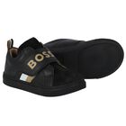 Boys Black Logo Trainers, 1, hi-res