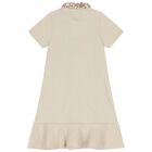 Girls Beige & Gold Logo Polo Dress, 1, hi-res