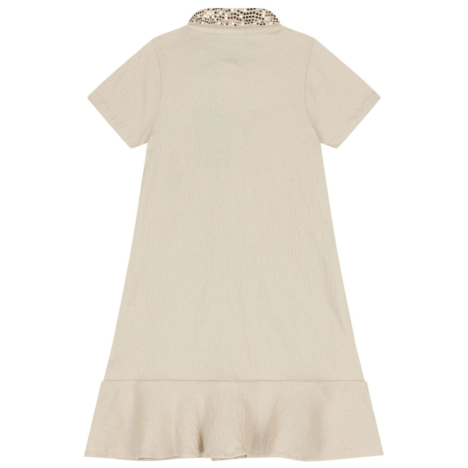 Girls Beige & Gold Logo Polo Dress, 1, hi-res