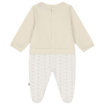 Beige & White Teddy Bear Babygrow