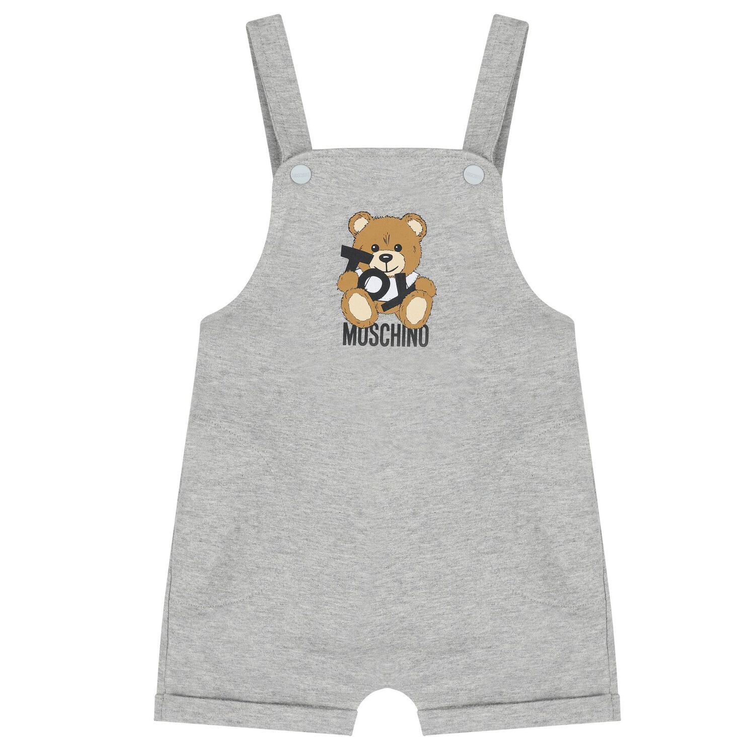 Younger White & Grey Teddy Bear Logo Dungaree Set, 2, hi-res