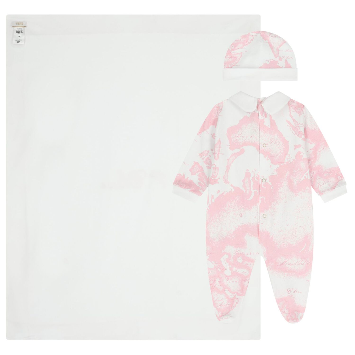 Baby Girls White & Pink Geo Map Babygrow Gift Set, 1, hi-res