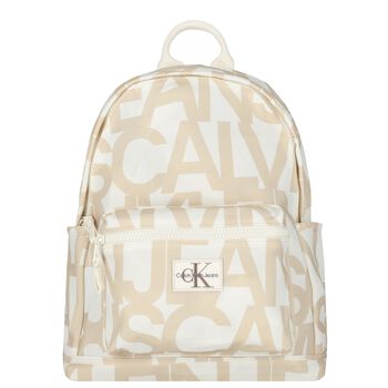 Beige & Ivory Logo Backpack