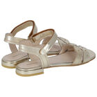 Girls Gold Leather Scalloped Sandals, 1, hi-res