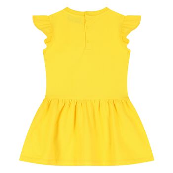 Younger Girls Yellow Teddy Bear Logo Dress
