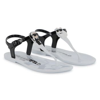 Girls White Karl & Choupette Jelly Sandals