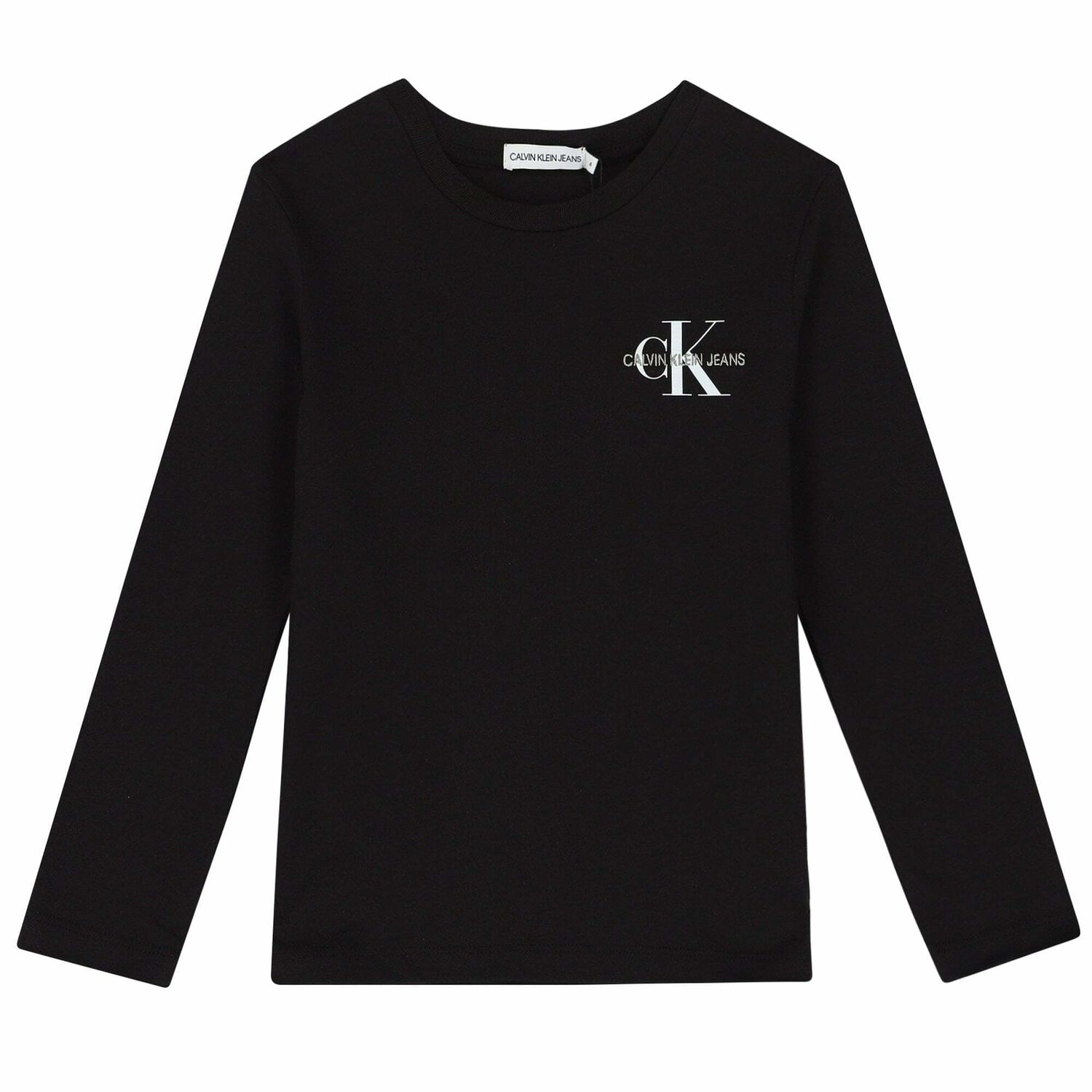 Boys Black Logo Long Sleeve Top, 1, hi-res