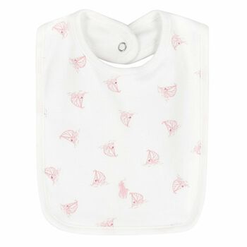 Baby Girls White Printed Bib