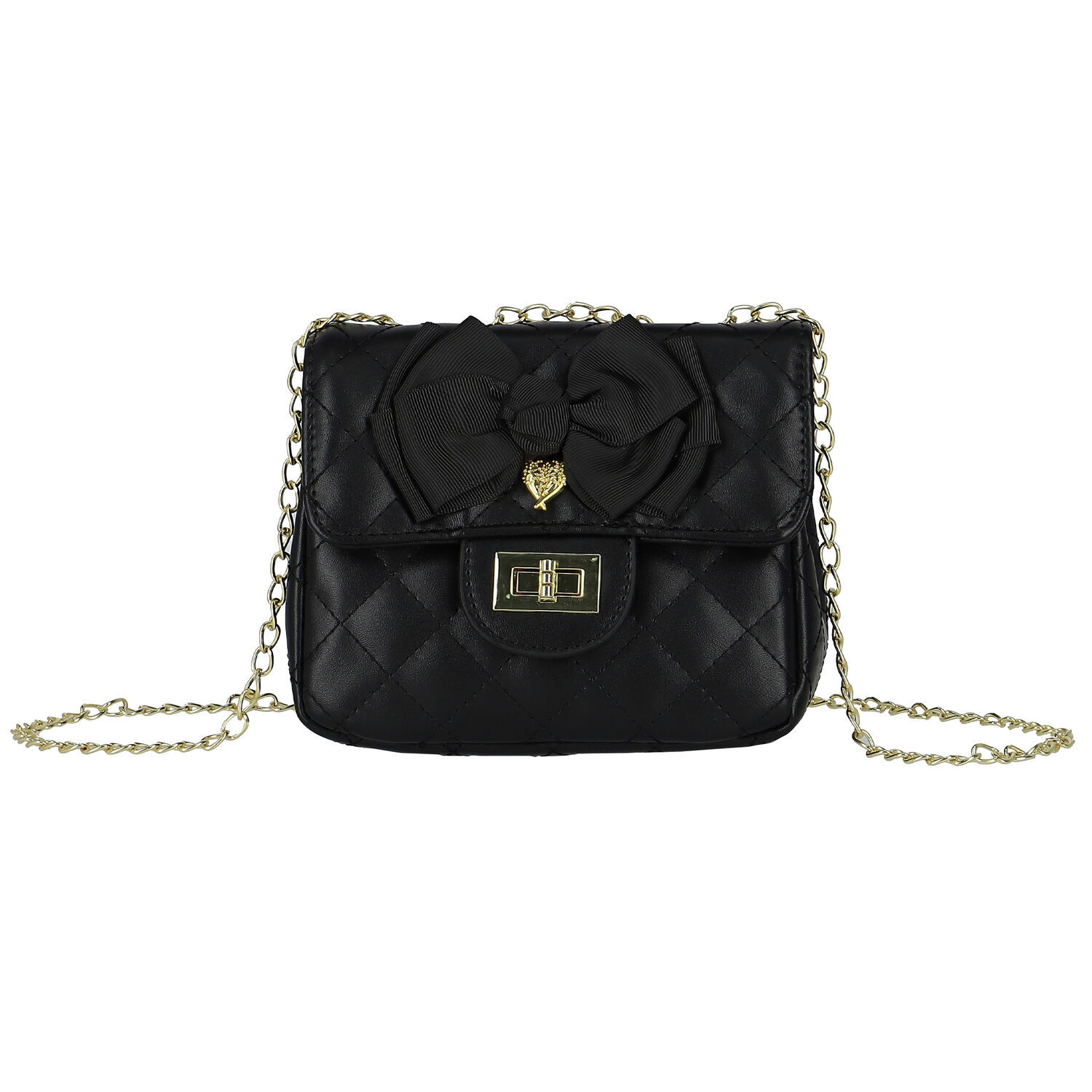 Girls Black Bow Handbag, 7, hi-res