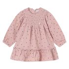 Younger Girls Pink Polka Dot Dress, 1, hi-res
