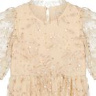 Girls Beige Sequin Tulle Dress, 1, hi-res