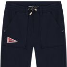 Boys Navy Blue Logo Joggers, 1, hi-res