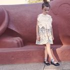 Girls White Floral Jacquard Dress, 1, hi-res