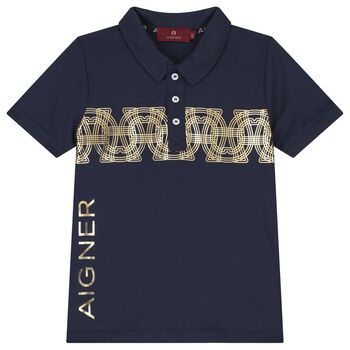 Boys Navy Blue Logo Polo Shirt