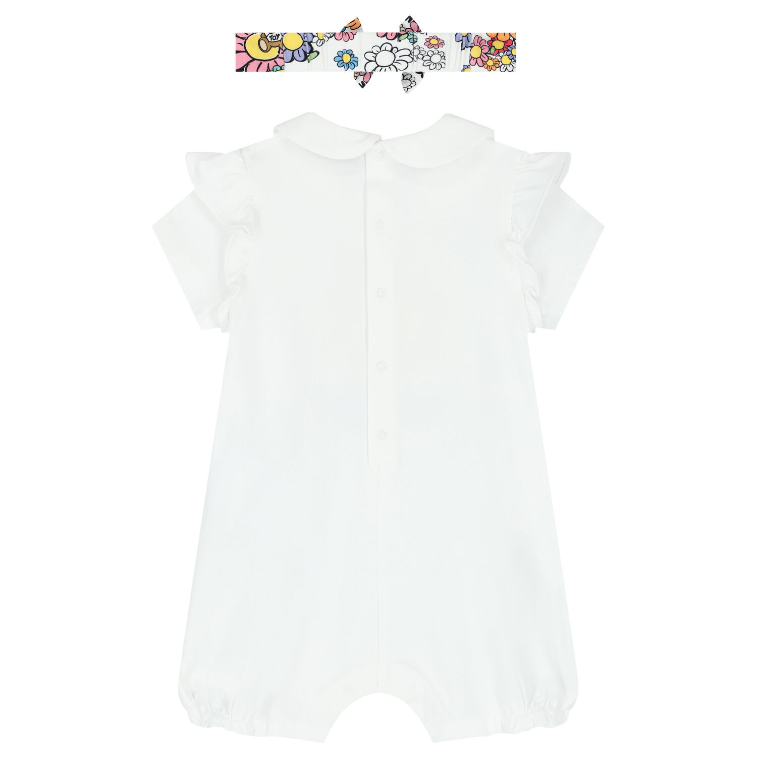 White Teddy Bear Logo Baby Romper Set, 2, hi-res