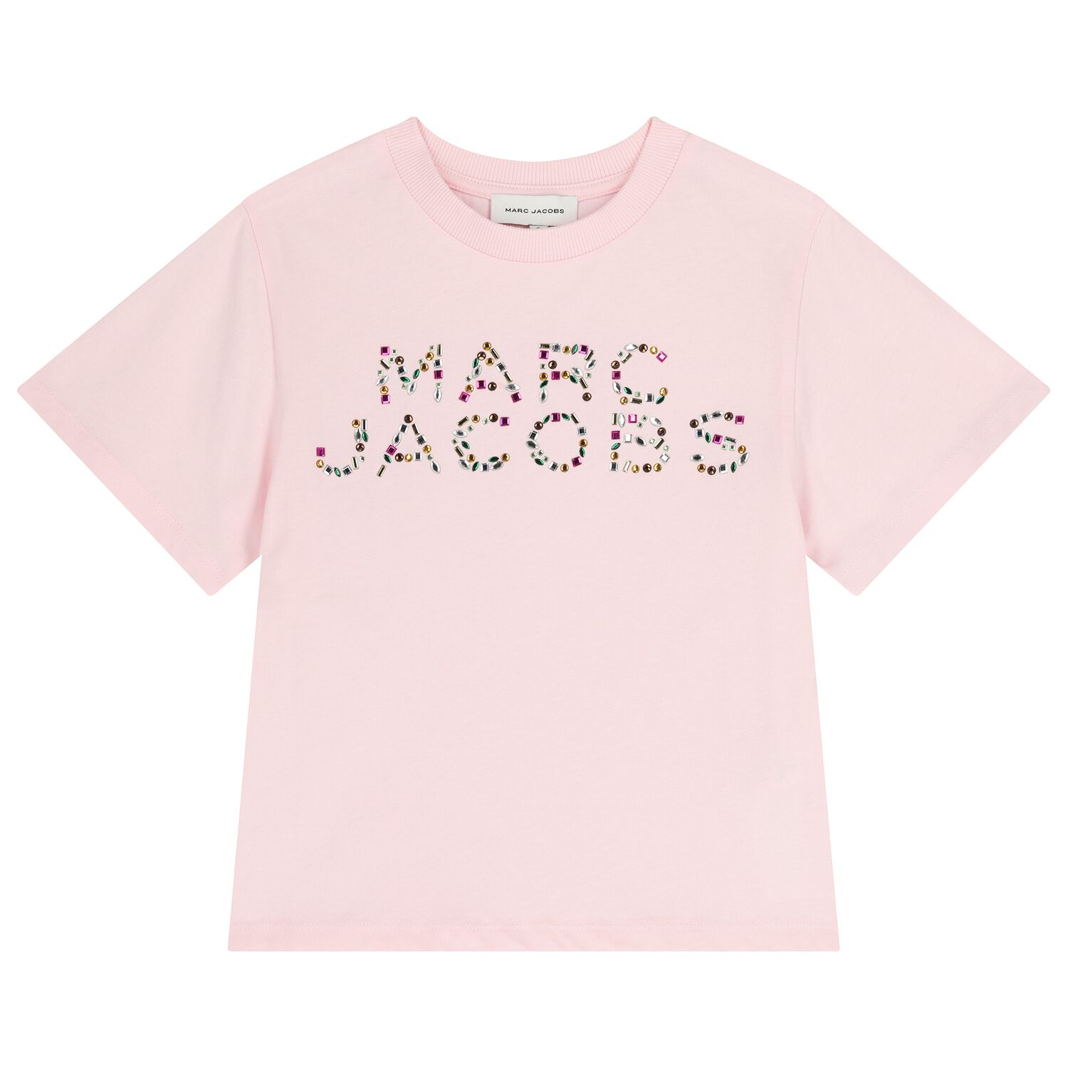 Girls Pink Logo Rhinestone T-Shirt, 2, hi-res
