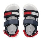 Boys Navy Blue & White Sandals, 1, hi-res