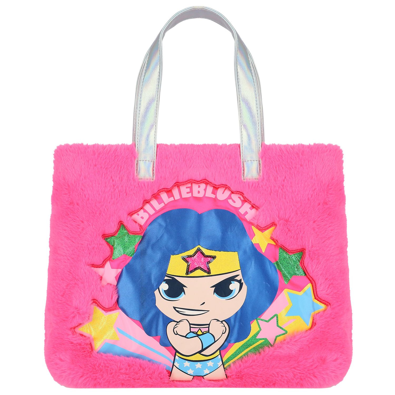 Girls Pink Wonder Woman Fur Bag, 1, hi-res