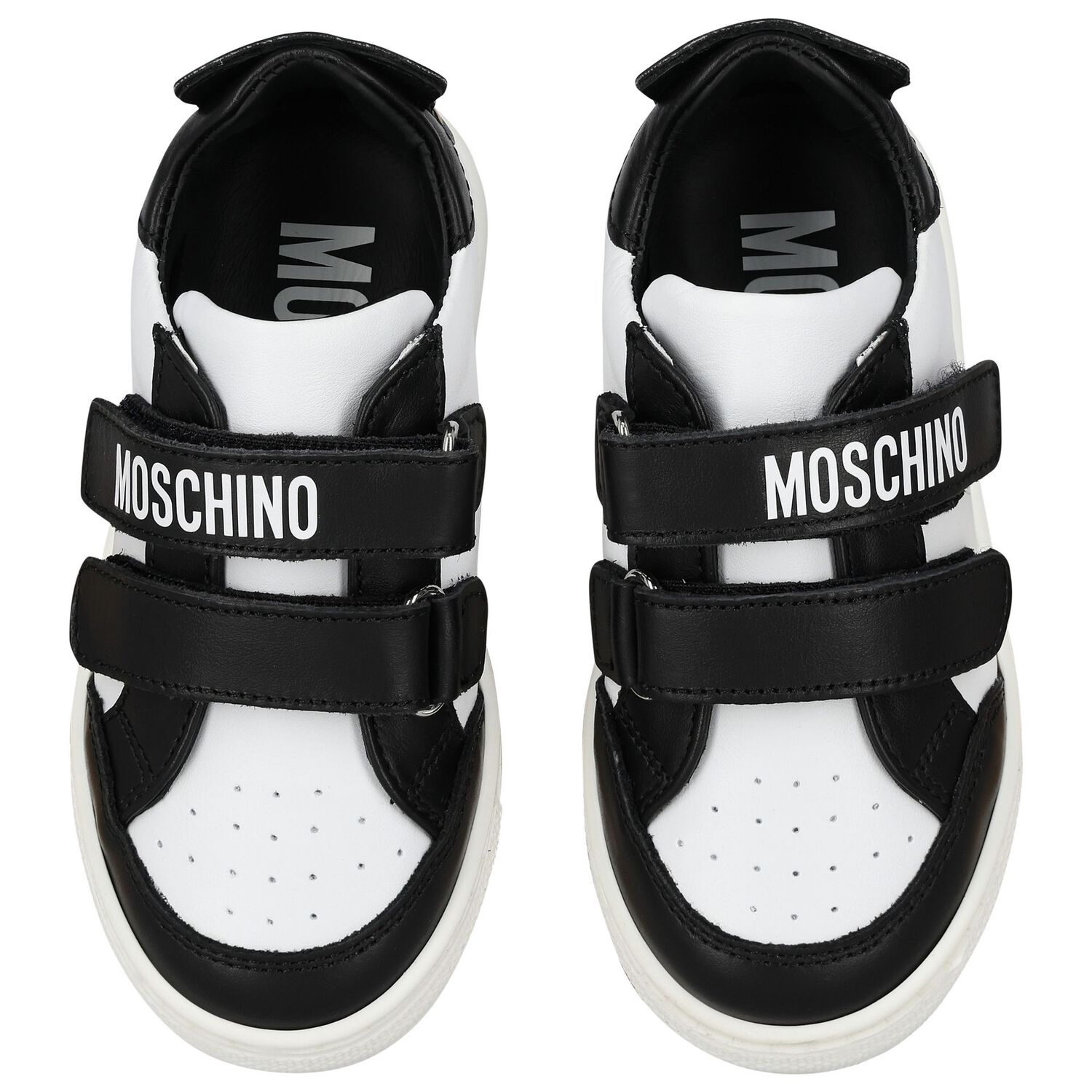 White & Black Teddy Bear Logo Trainers, 1, hi-res