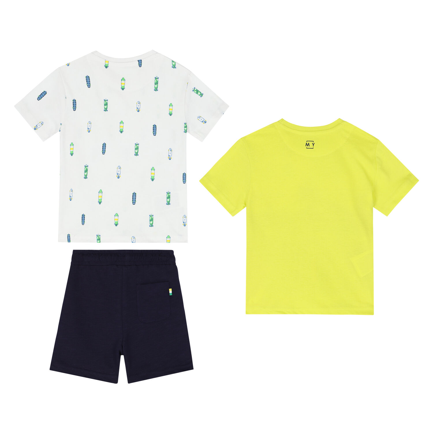 Boys Yellow, White & Navy Shorts Set, 1, hi-res
