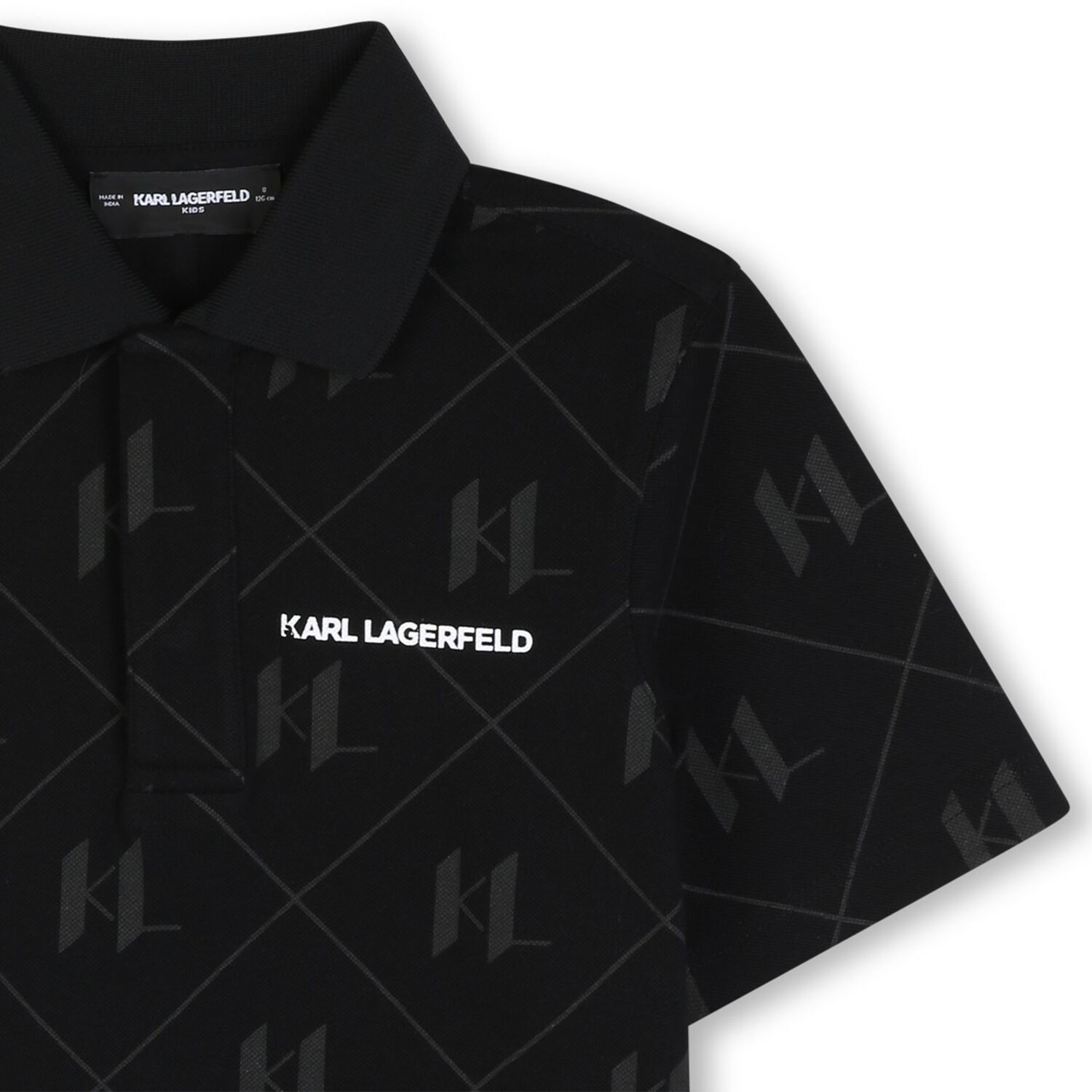 Boys Black Logo Polo Shirt, 1, hi-res