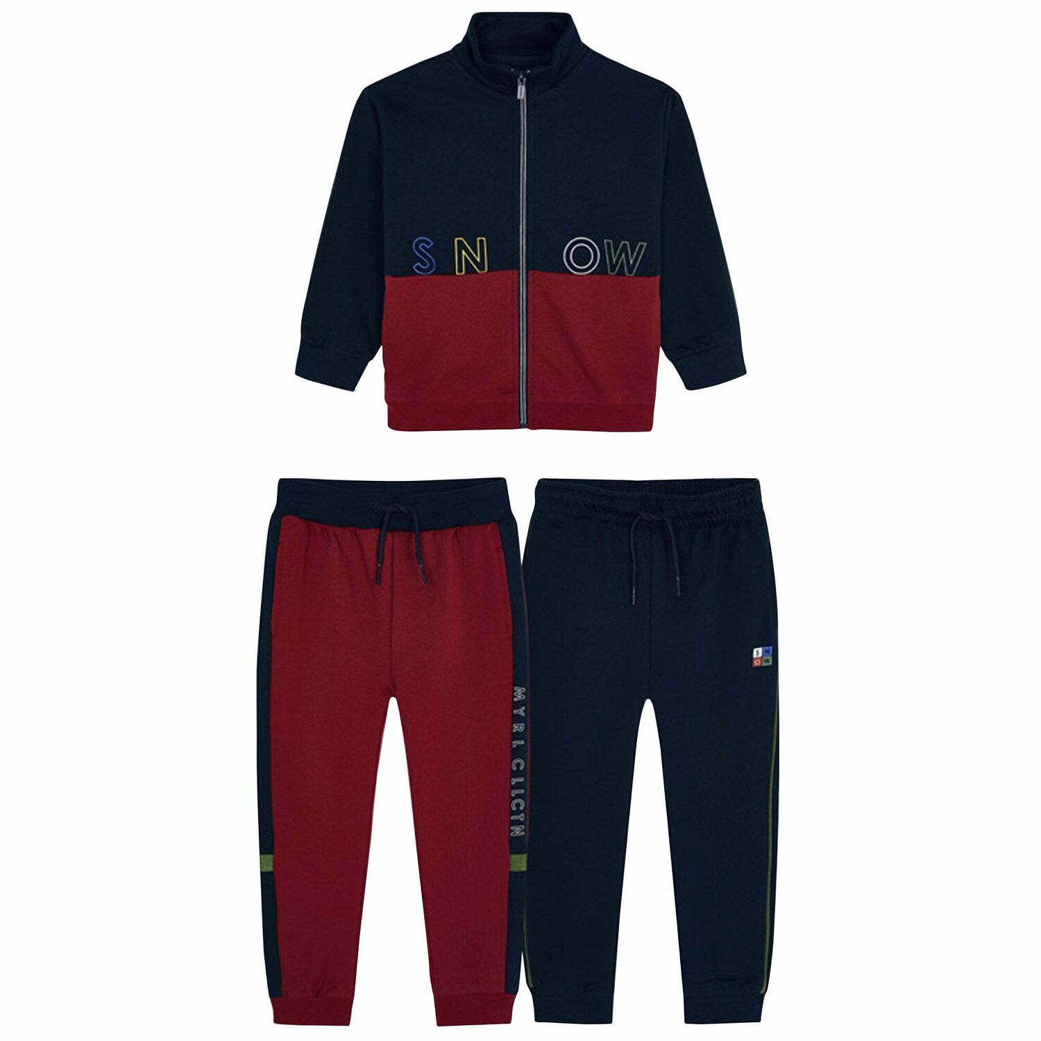 Boys Red & Navy 3 Piece Tracksuit, 1, hi-res image number null