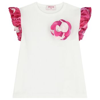 Girls White Ruffled Blouse