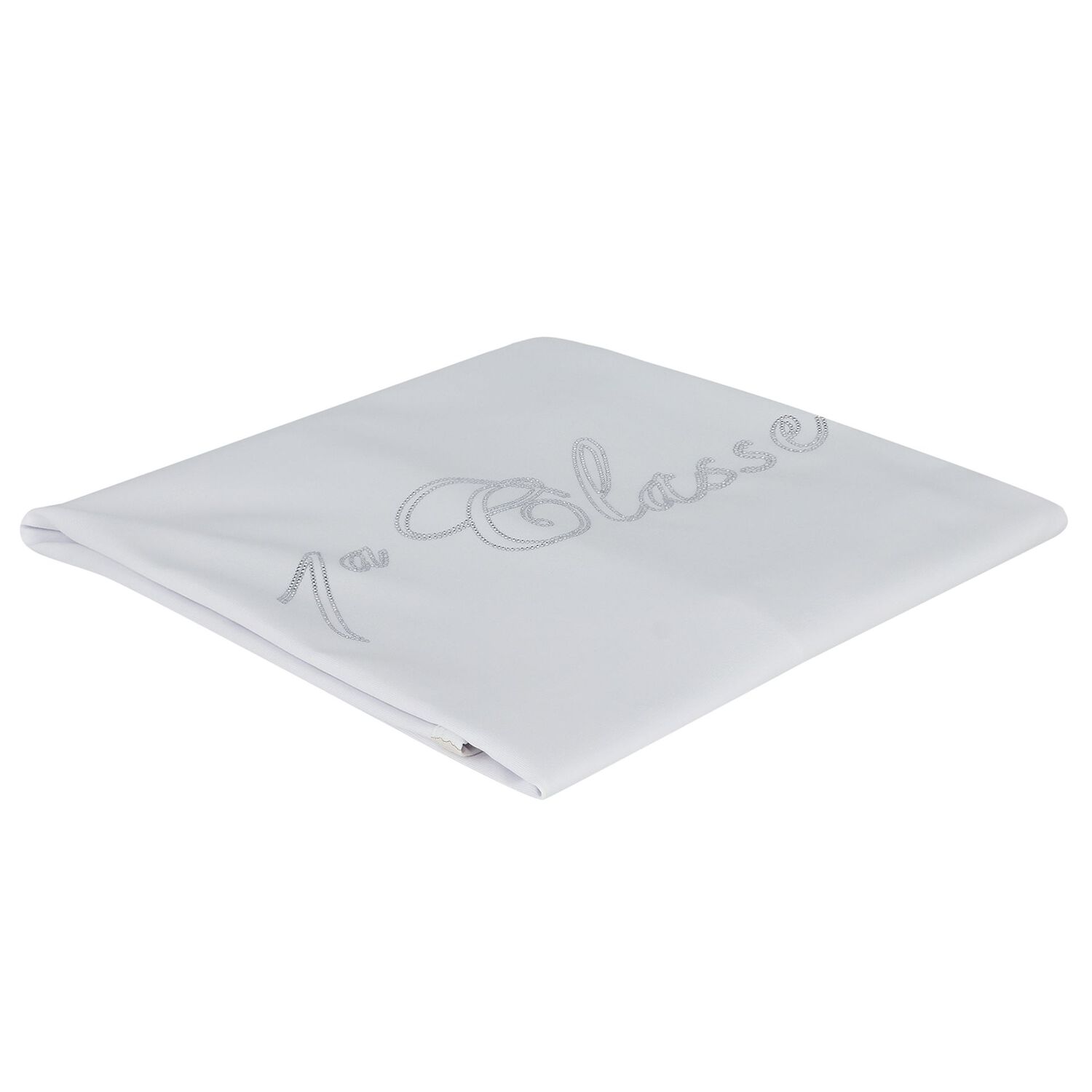 Baby Girls White Embellished Logo Blanket, 1, hi-res