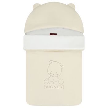 Beige & White Teddy Bear Baby Nest