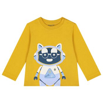 Younger Boys Yellow Robot Long Sleeve Top