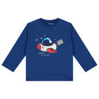 Younger Boys Blue Spaceship Long Sleeve Top, 1, hi-res