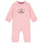 Baby Girls Pink Logo Romper, 2, hi-res